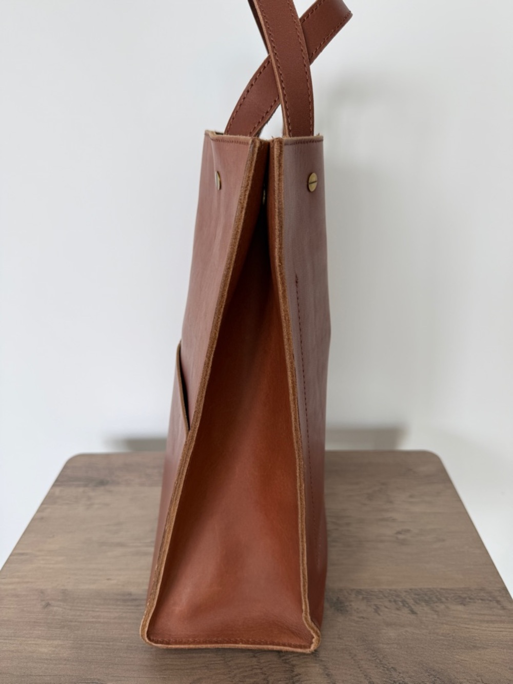 Madewell Classic Brown Leather Computer Work Tote Bag - Picture 5 of 8